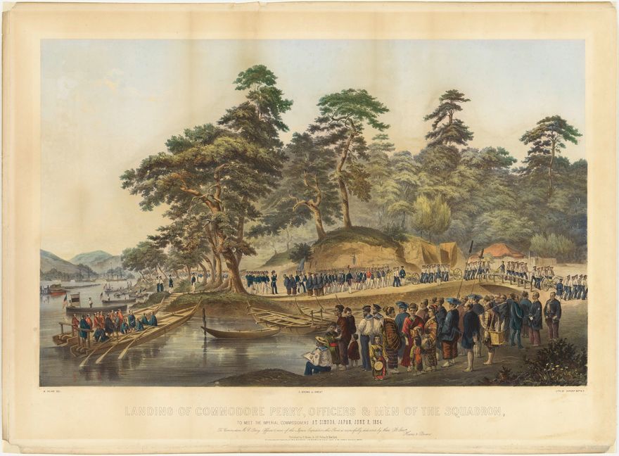 Landing of Commodore Perry, Officers and Men of the Squadron, to Meet the...