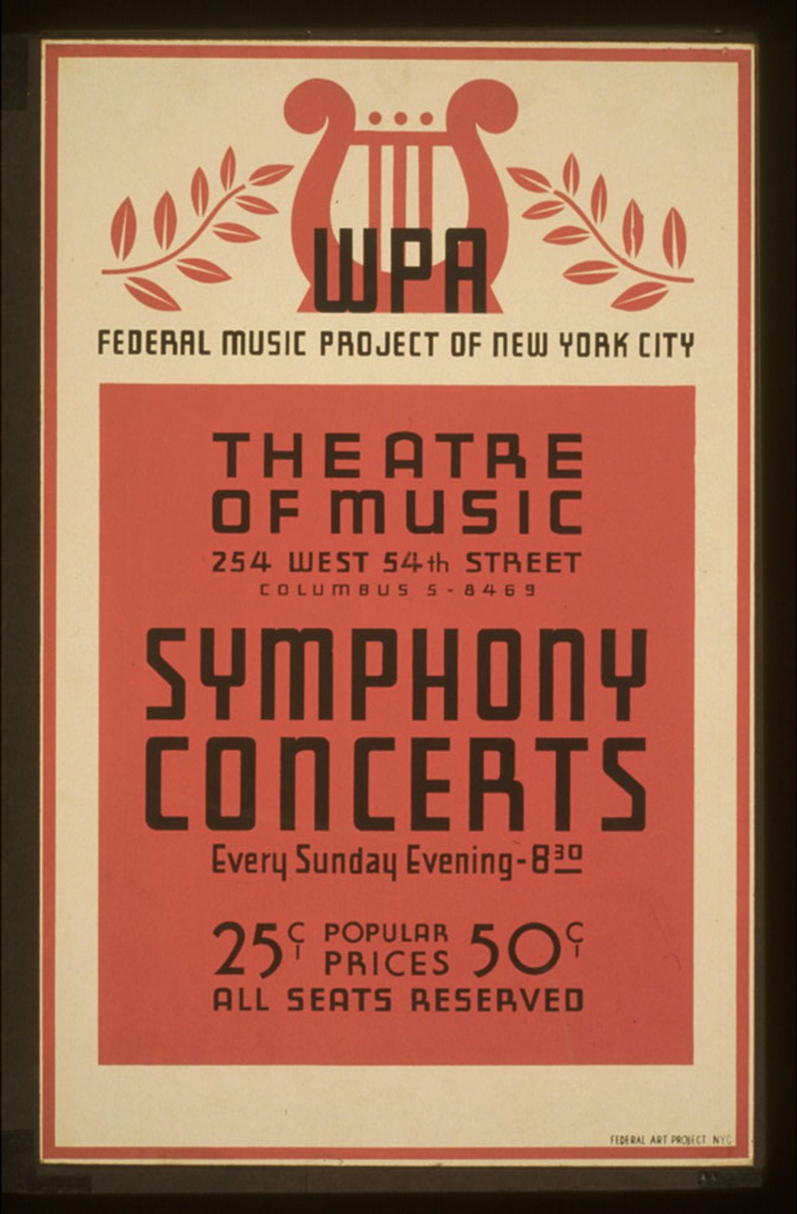 Symphony concerts WPA Federal Music Project of New York City Theatre of Music
