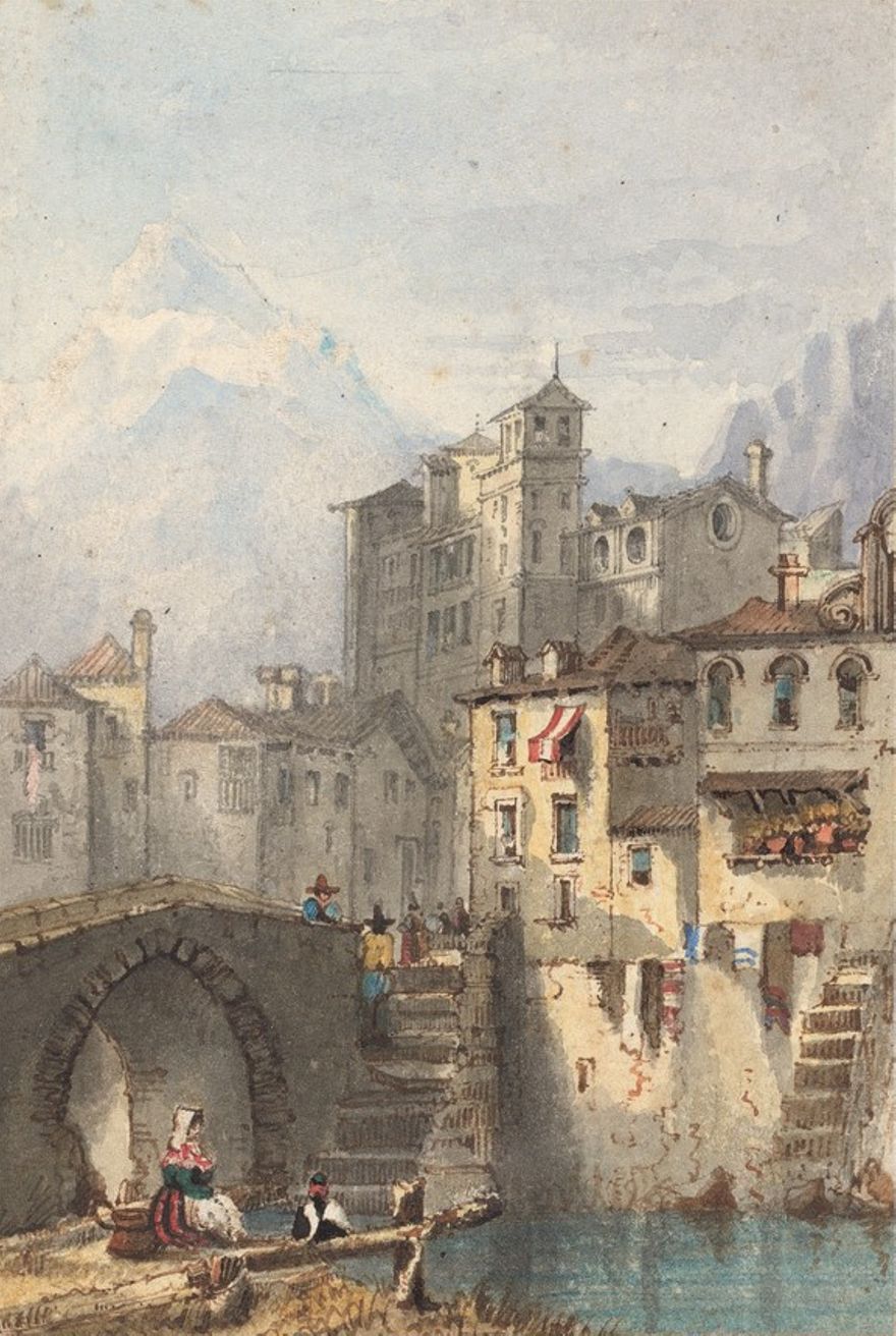 unknown artist, Volume of 21 watercolors and two hand touched lithographs of...