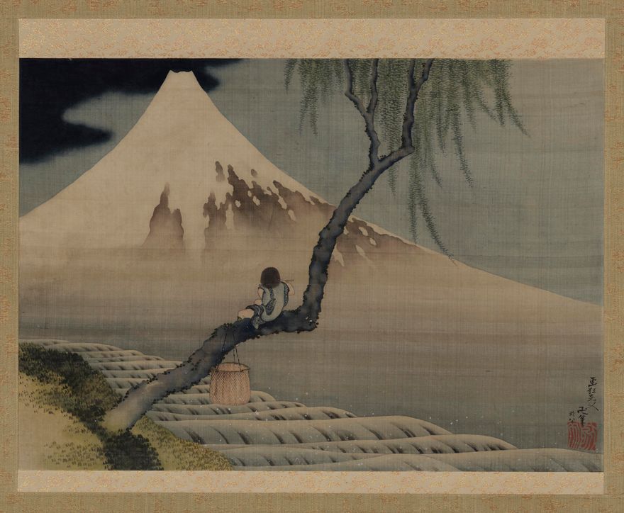 Boy Viewing Mount Fuji