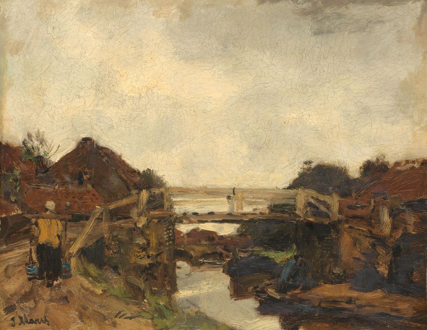 Houten brug over een vaart bij Rijswijk