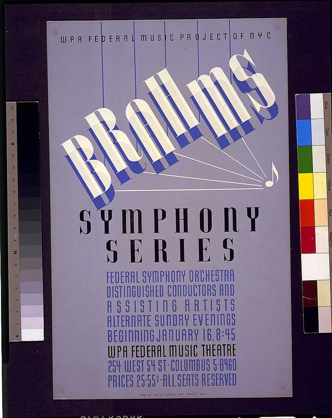 WPA Federal Music Project of NYC [presents] Brahms symphony series Federal symphony orchestra - distinguished conductors and assisting artists