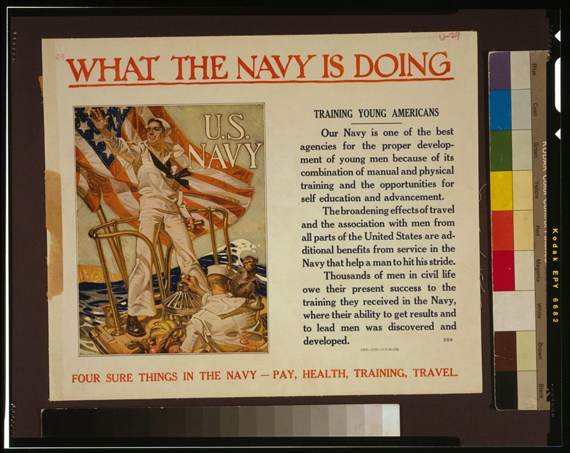 What the Navy is doing - Training young Americans Four sure things in the Navy - pay, health, training, travel /