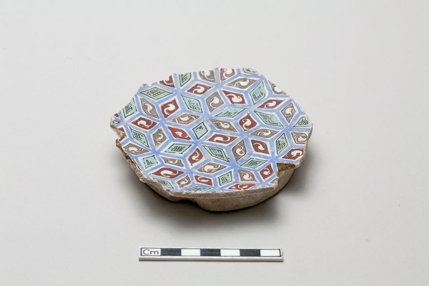 Fragmentary base of a bowl with with abstracted all-over design