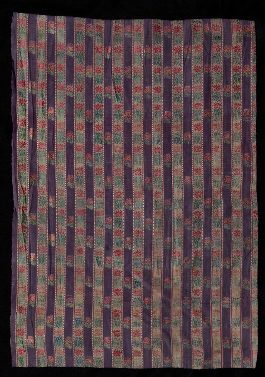 Striped Brocade with Flowering Plants