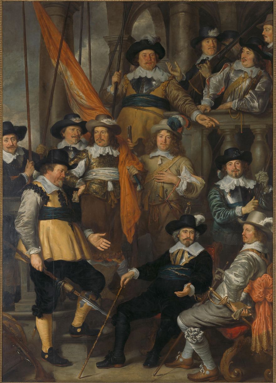Officieren en andere schutters van wijk XVIII in Amsterdam onder leiding van...