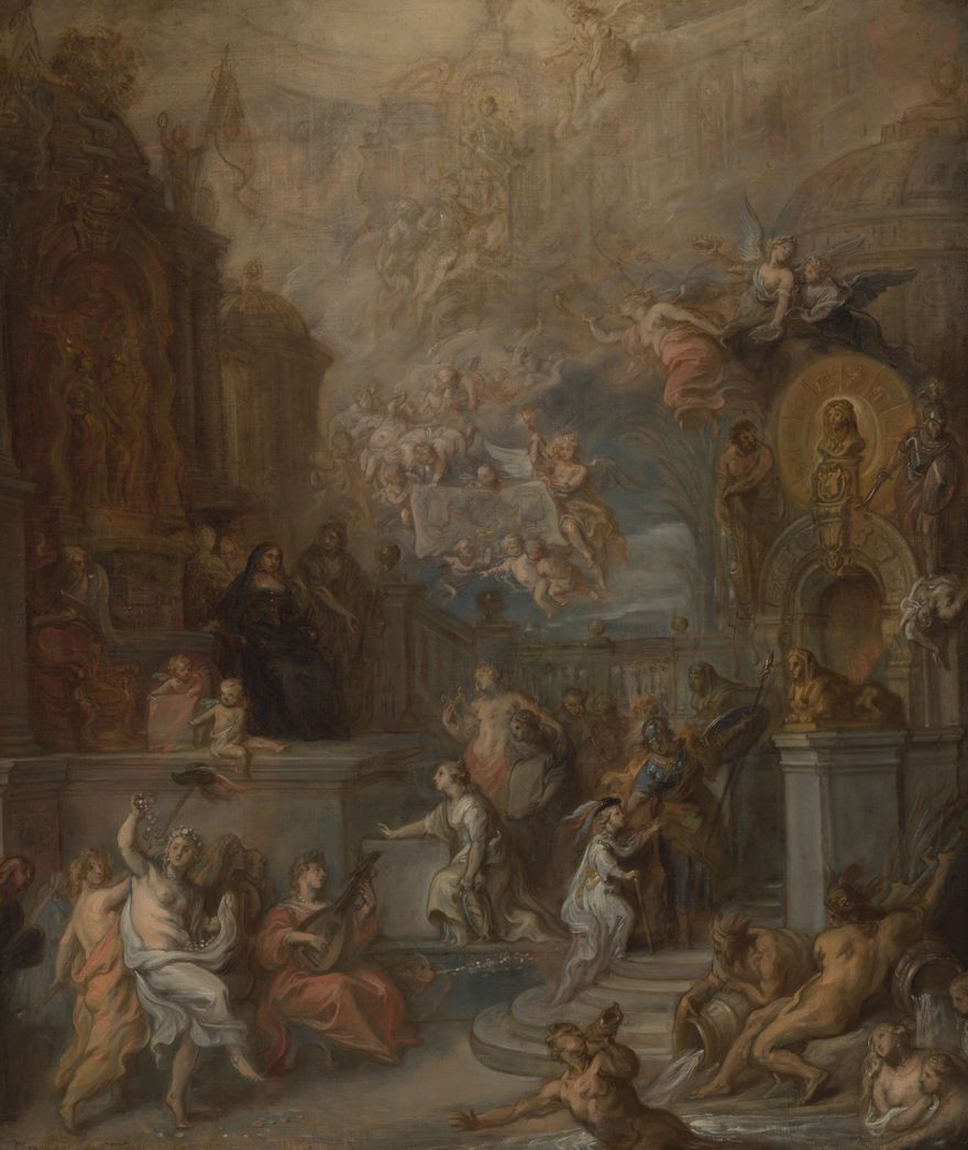 Allegorie op het afscheid van Willem III van Amalia van Solms na de overdracht...