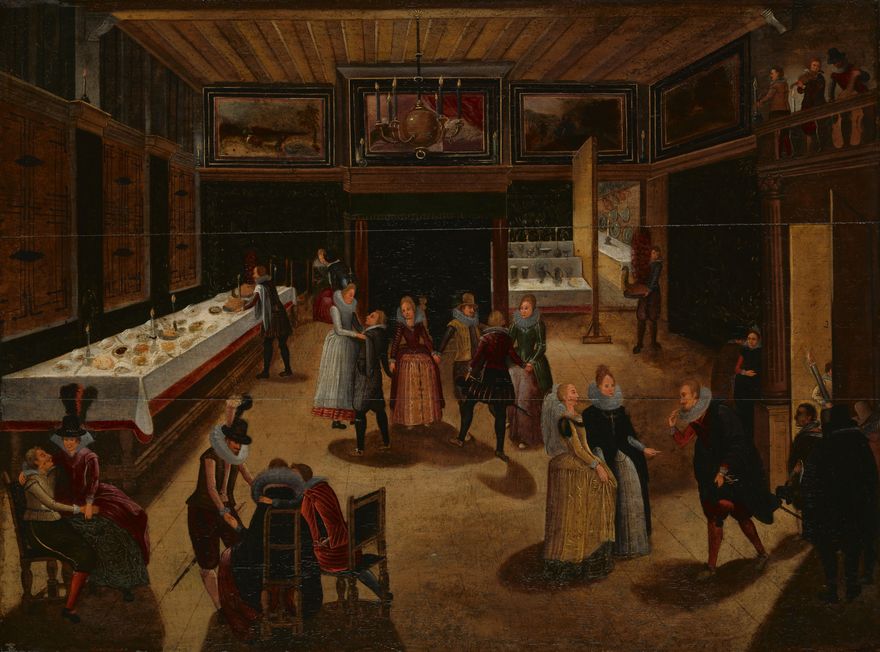 Feestvierend gezelschap bij avond